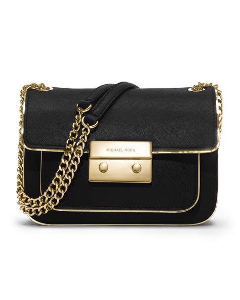 michael kors black patent python small sloan shoulder flap bag|michael michael kors sloan small shoulder flap black leather.